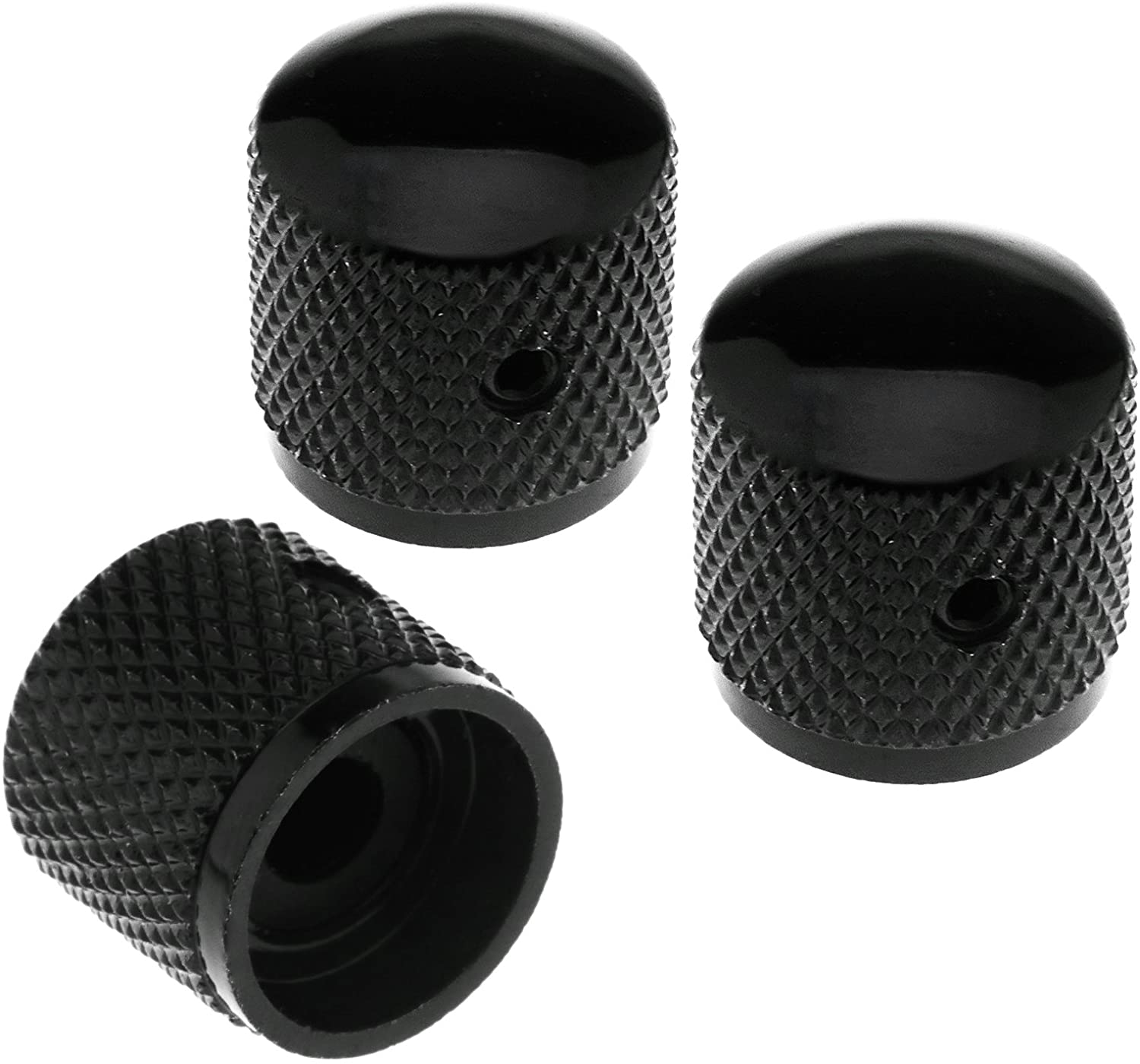 YINETTECH 4Pcs Guitar Bass Tone Volume Control Knob Electric Guitar Knurled Speed Black - Image 3