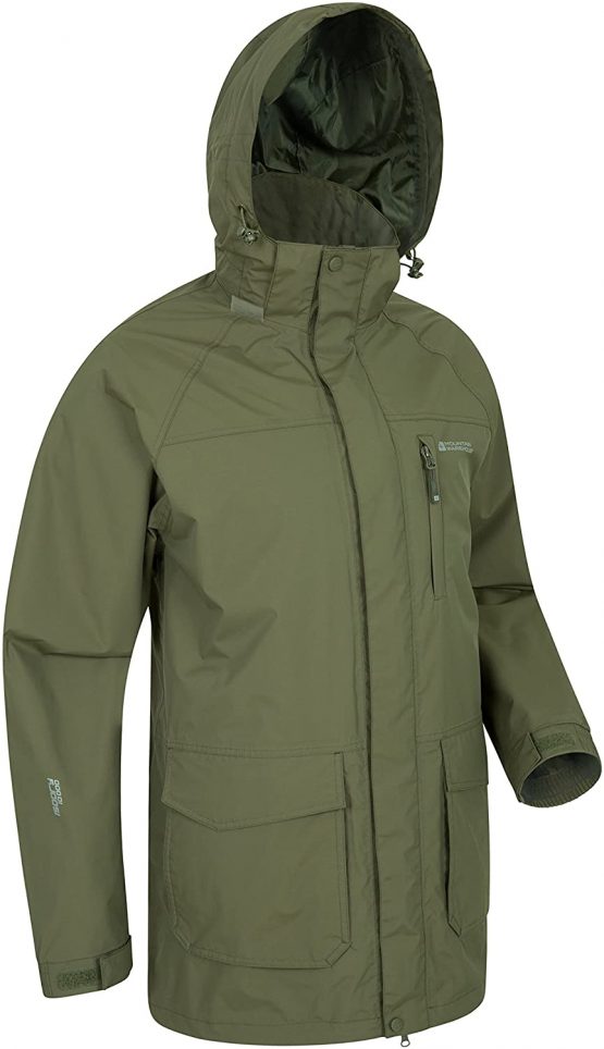 Mountain Warehouse Glacier II Long Mens Waterproof Jacket - Taped Seams Rain Coat, Breathable Jacket, Detachable Hood, Quick Drying Coat -for Travelling Khaki S - Image 2