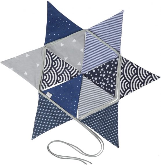 PREMYO Fabric Bunting Flags - Baby Shower Decorations Boys Nursery - Colourful Double Sided Banner Blue Grey - Image 4