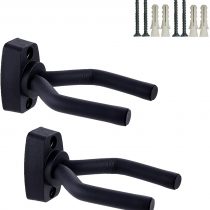 CAIHONG Guitar Wall Mount Hanger 2 Pack, Guitar Hanger Wall Hook Bracket Holder Stand Black Display with Screws - Easy To Install - Fits All Size Guitars, Bass, Mandolin, Banjo, Ukulele
