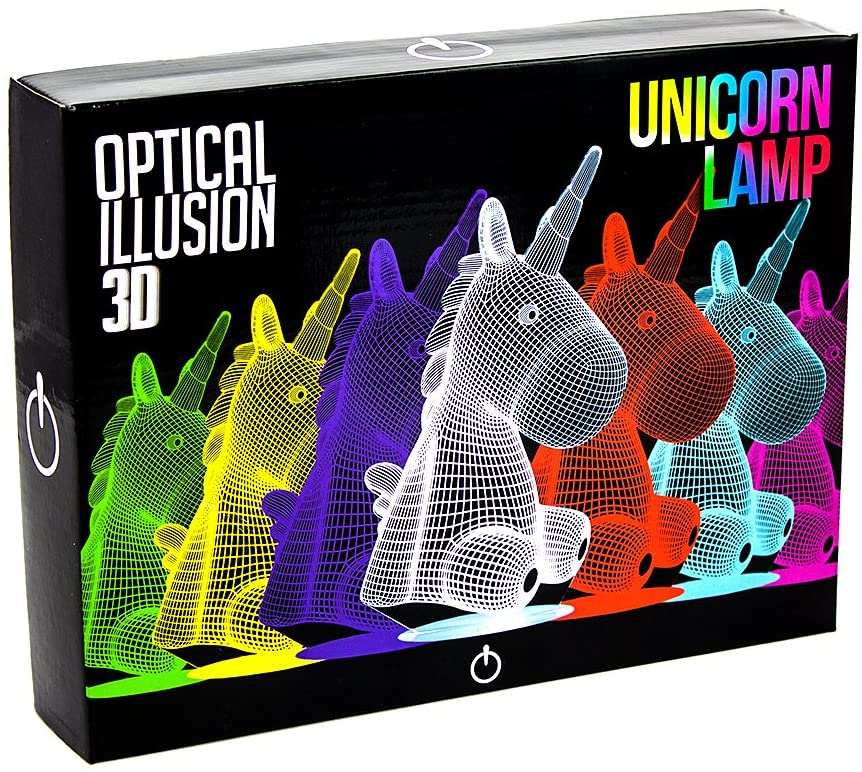 Unicorn 3D Optical Illusion Night Light. Touch Control. USB Powered