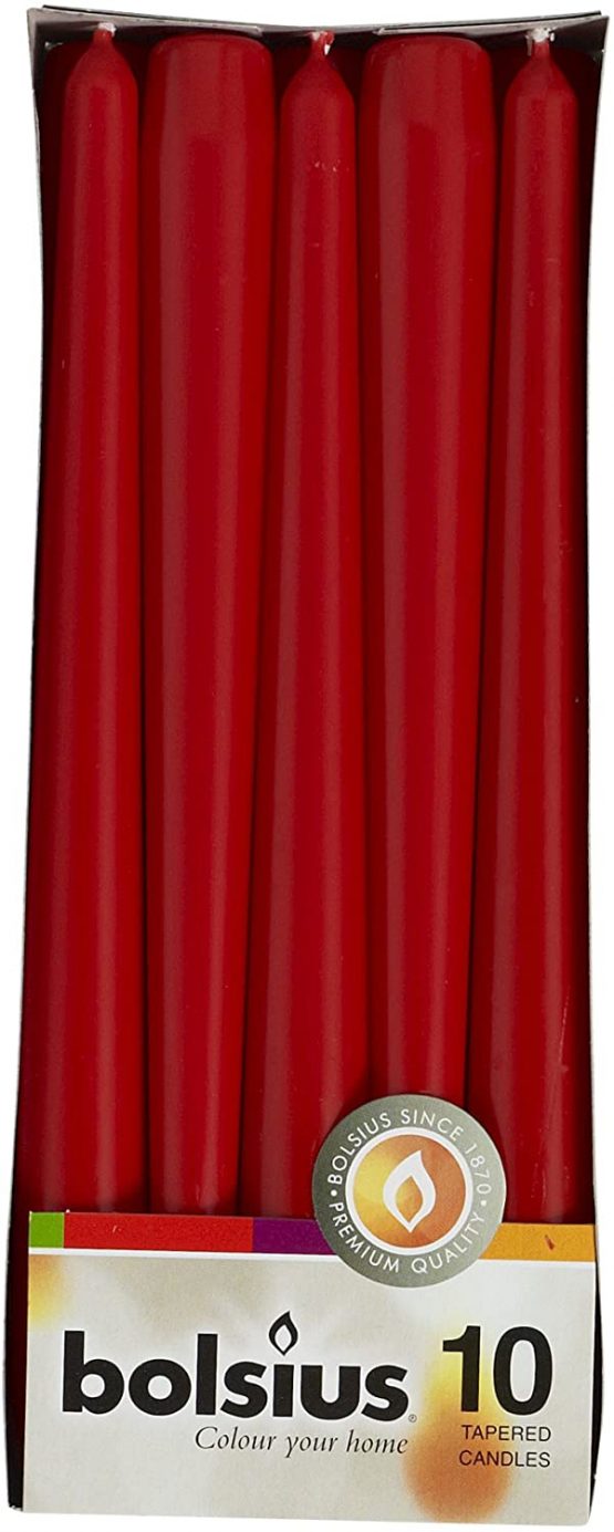Bolsius Tapered Dinner Candles , "Red box 10"
