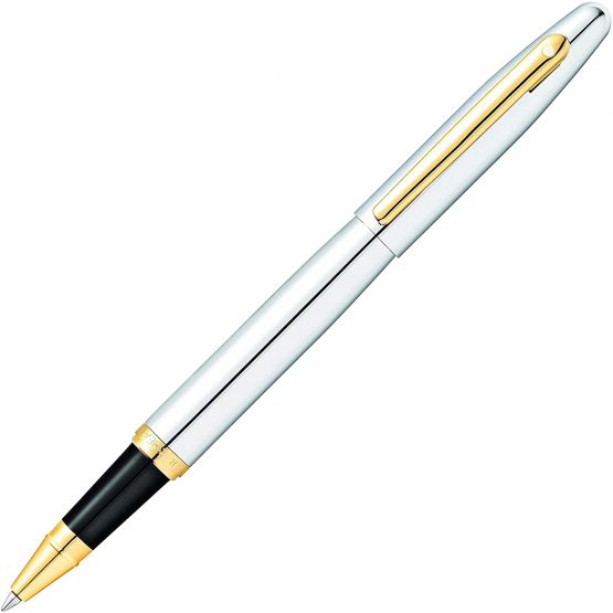 Sheaffer VFM - Refillable rollerball pen, polished chrome finish, gold tone trim