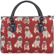 Signare Tapestry Duffle Bag Overnight Bags Weekend Bag for Women with Animal and Pet Design Pug Gifts for Pug Lovers(Pug, TRAV-Pug)