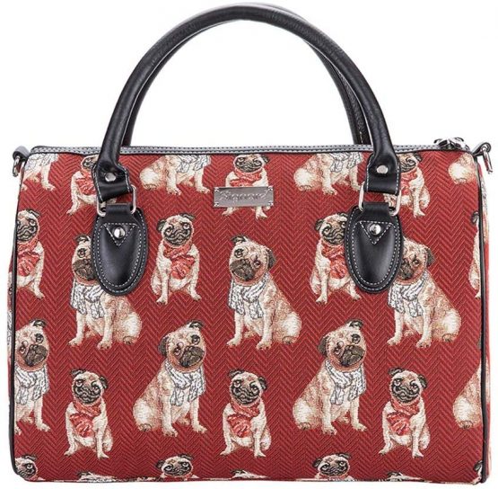 Signare Tapestry Duffle Bag Overnight Bags Weekend Bag for Women with Animal and Pet Design Pug Gifts for Pug Lovers(Pug, TRAV-Pug)