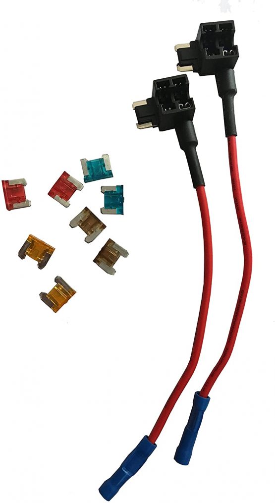 KOLACEN Automotive Car Truck 2 Pieces 16 Gauge Add-a-circuit Fuse TAP Adapter for Low-profile Mini Blade Type Fuse + 8 Pieces Low Profile Mini Fuse 5Apm 7.5Apm 10Apm 15Apm