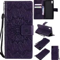 JOMA-E Shop Sony Xperia XA1 Phone Case,Stand Flip Wallet Case with Credit Card Holder & Wrist Strap Sunflower Pattern PU Leather Case for Sony Xperia XA1