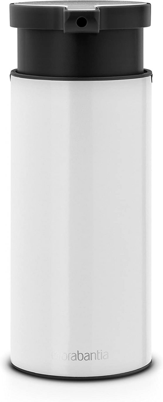 Brabantia Soap Dispenser 200ml (White) Handwash, Lotion, Shampoo Pump for Bathroom/Kitchen - Easy Refill, Easy Clean