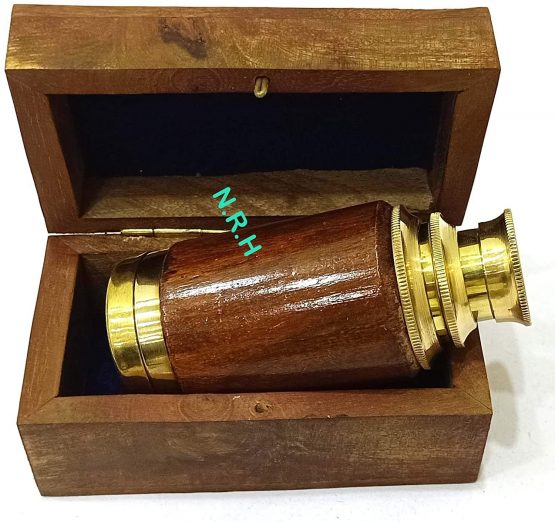 Handcrafted Nautical Decor Scout's Brass/Wood Spyglass Telescope With Rosewood Box,6'', - Image 3