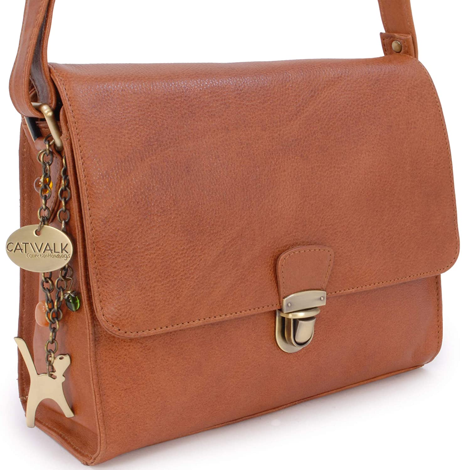 Catwalk Collection Handbags, Women's Leather Crossbody Bag, Medium A5 Size Messenger Bag, Handbag With Multiple Compartments - Image 4