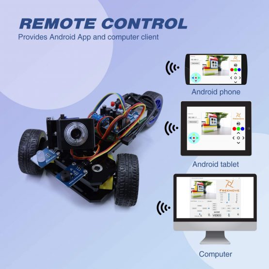 FREENOVE Three-Wheeled Smart Car Kit for Raspberry Pi 4 B 3 B+ B A+, Robot Project, Tutorial and Code, APP Control, Live Video, Ultrasonic Camera Servo Wireless RC - Image 4