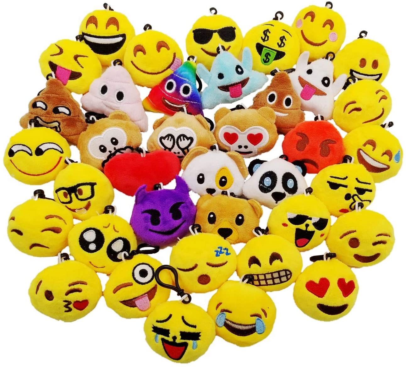 JZK 45 pcs Mini plush Emoji keychain,5cm / 2 inch Novelty Emoji for