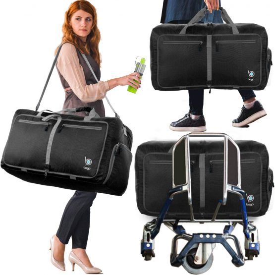 Bago 80L Duffle Bag for Women & Men - 27" Travel Bag Large Foldable Duffel Bag (Black) - Image 3