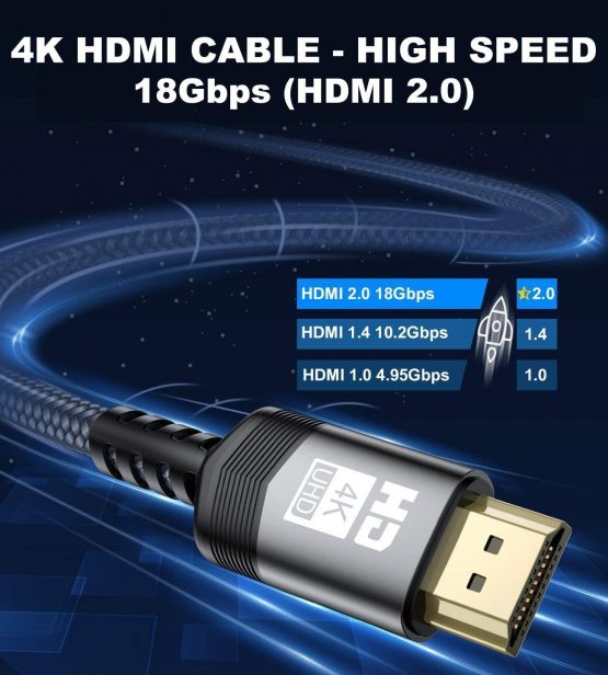 4K HDMI Cable 3M,[Upgraded] AviBrex HDMI 2.0 Cable High Speed 18Gbps Nylon Braid HDMI Lead Cord Supports 4K@60Hz Video UHD 2160p,HD 1080p,3D,HDCP 2.2 ARC Compatible with Fire TV Xbox PS3 PS4 PC-Grey - Image 3
