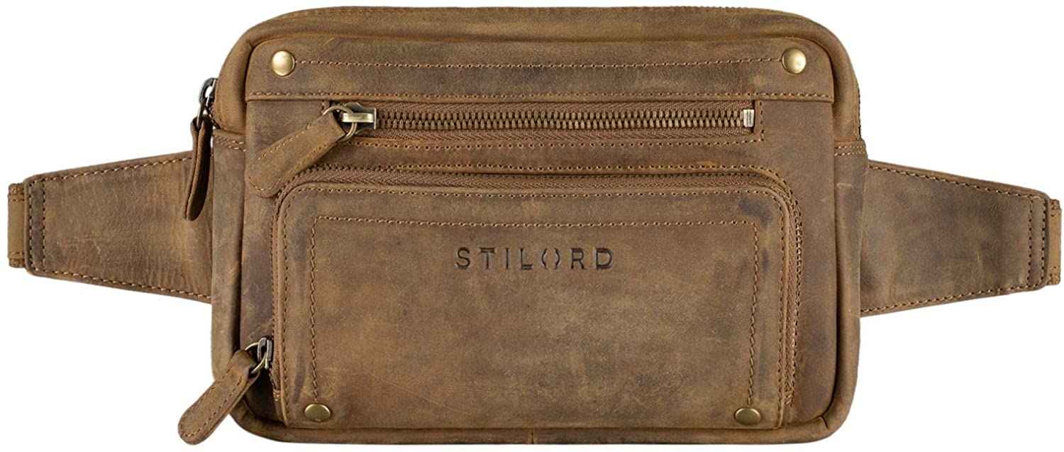STILORD "Lou" Leather Belt Pouch Hip Bag Vintage Bum Bag for Men Women Bumbag for Jogging Festival Travel Dog Walking in Genuine Leather Colour:Middle Brown - Image 3