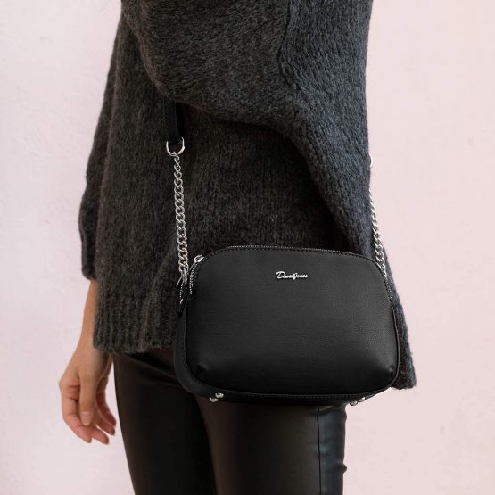 David Jones - Women's Small Crossbody Bag - Ladies Zipper Multi-Pockets Shoulder Bag - PU Leather Messenger Handbag - Classic Elegant City Saddle Bag - Work Travel Casual Everyday Purse Bag - Image 2