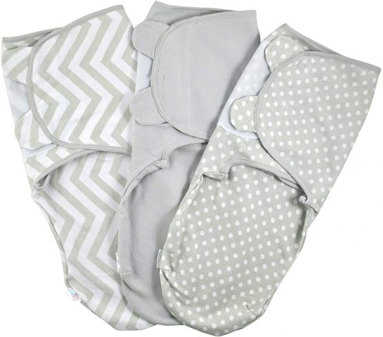 Baby Swaddle Wrap - Pack of 3 Swaddle Blankets - 100% Organic Cotton - Grey - 0-3 Months