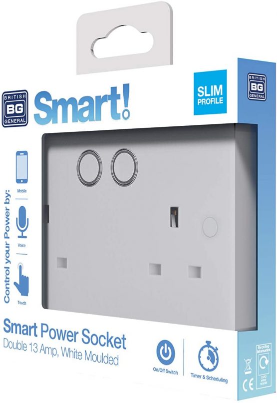 BG Electrical 822/HC-01 Smart Power Socket, Alexa Compatible Double 13 Amp, White Moulded - Image 4