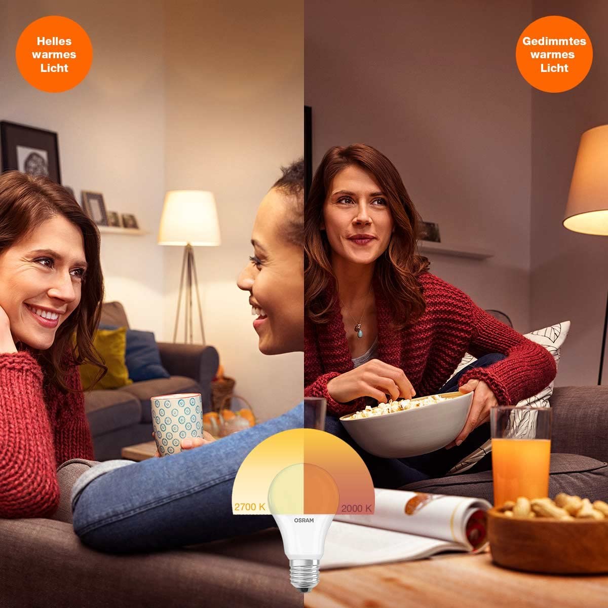 Osram Drop Shape Star+ GLOWdim Classic P LED Lamp, Glass, Warm White, E14, 5 W, Set of 1 - Image 4