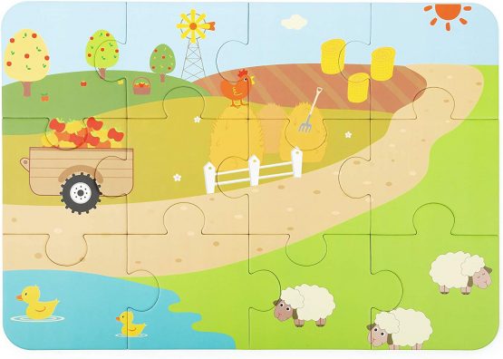 Small Foot 11360 Farm Case, Complete 20-Piece Set for Puzzling and Playing, incl. 6 Figurines Toys, Multicolored - Image 3