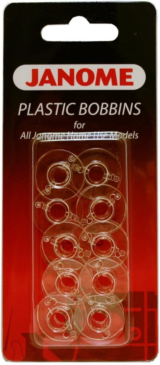 10 Janome Plastic Bobbins (Part No. 200122717)