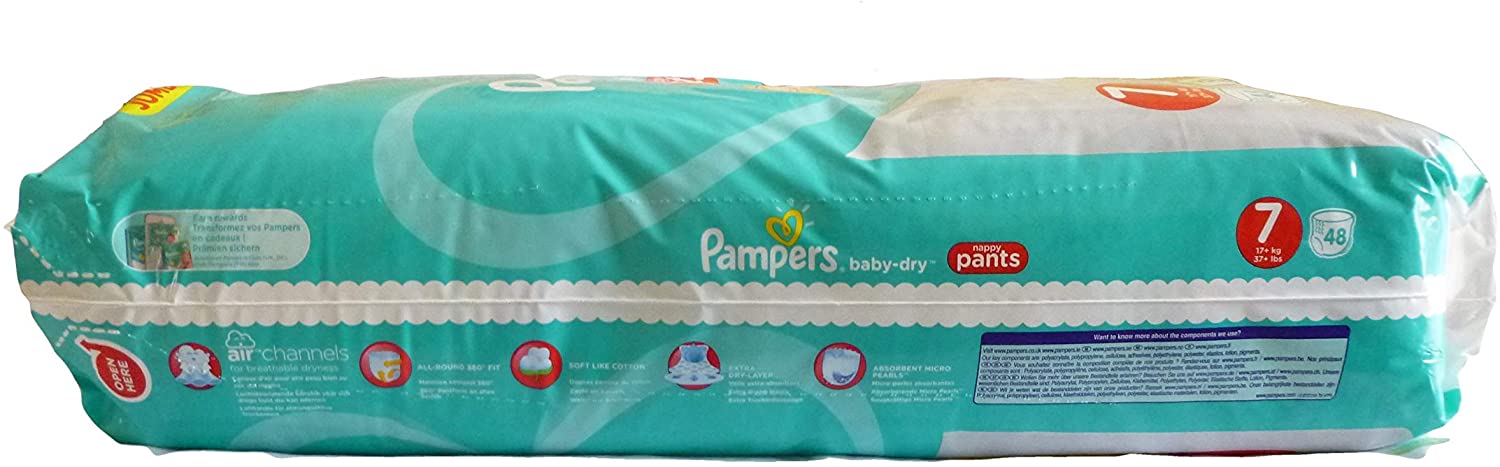 Pampers Baby Dry Pants Size 7-48 Pants, White, Size 7 (48 Count) - Image 4