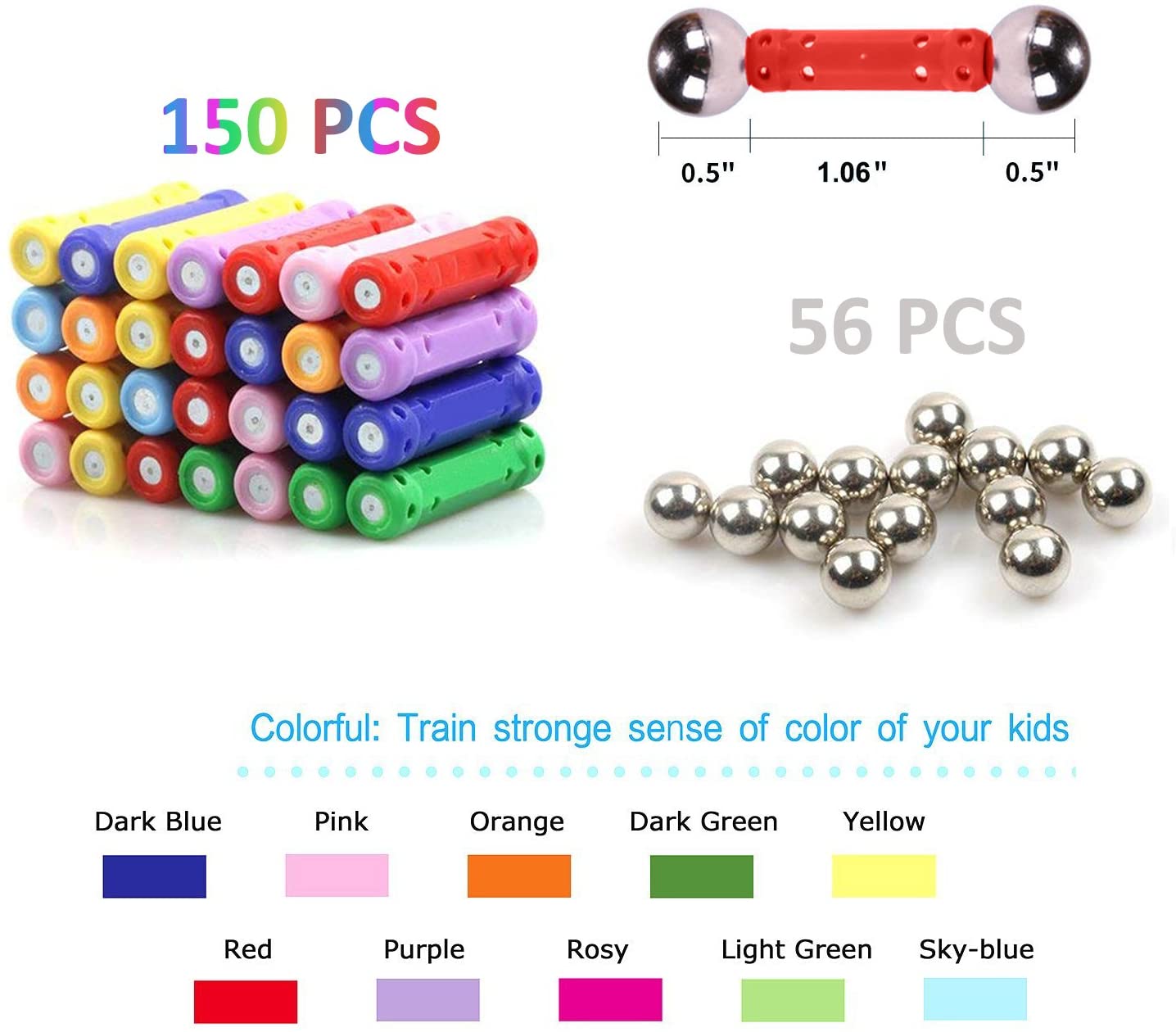 Veatree 206Pcs Magnetic Building Sticks Blocks Toys - Image 2