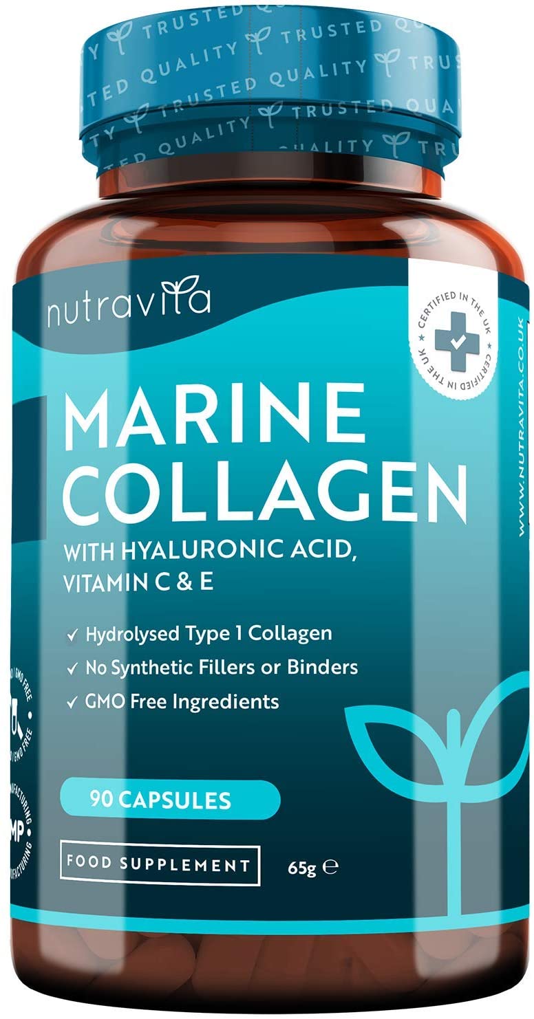 Nutravita Marine Collagen 1000mg Enhanced with Hyaluronic Acid 100mg, 90 Super Strength Capsules