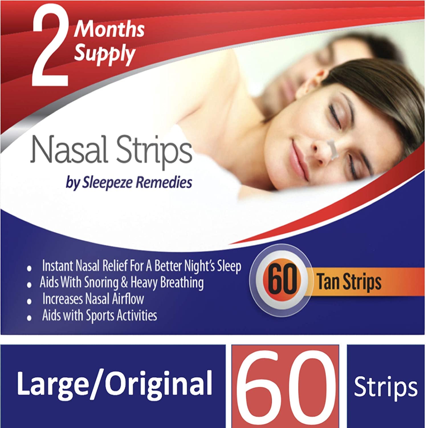 Nasal Strips x60, Nose Strip, Anti Snore Strip, Anti Snoring Devices