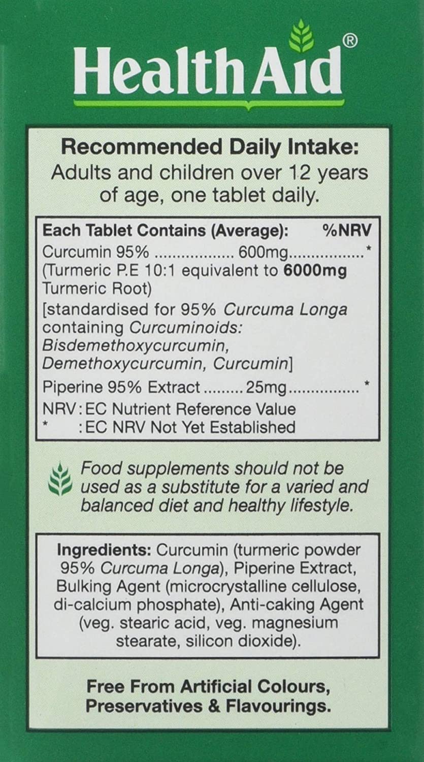 HealthAid Curcumin 3 Vegan Tablets - Pack of 30, 39.9 g (Pack of 1) - Image 2
