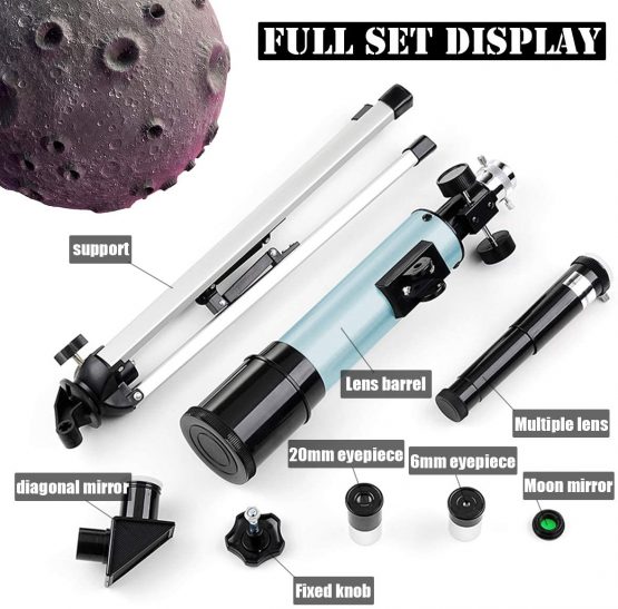 Iadong Kids Astronomical Telescope, Professional 90X Astronomical Landscape Telescope with Tripod, 2 Magnification Eyepieces, 1.5X Barlow Len, Early Science Educational Toys for Children - Image 3
