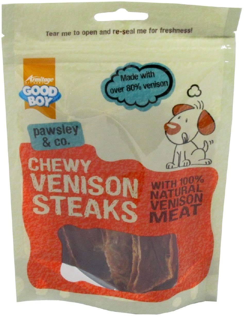 Good Boy Pawsley & Co Chewy Venison Steaks 80g, Brown, 80 g (Pack of 1)
