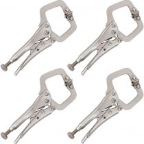 Kurtzy 13.3cm/5.23 Inches Metal Grip Locking C Clamp Pliers with Adjustable Screw and Swivel Pads (4 Pack) - Mini Easy and Quick Release Welding Pliers for Uneven Surfaces, Angles, Crafts & Hobbies
