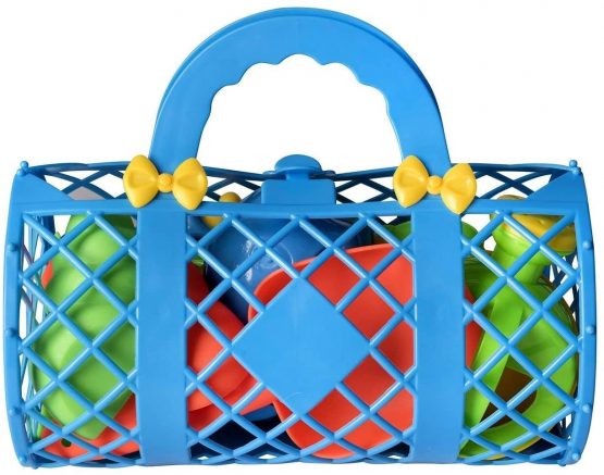 Toys 4 U Beach Toys Mega Pack Bulk Beach & Sandbox Play Set w/ Unique Crab, Shell & Sea Life Sand Molds, Shovel, Rake, Watering Can & BONUS Basket Carry Bag w/ Handles Available in Pink or Blue - Image 3