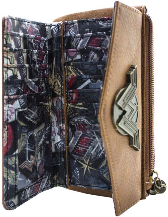 DC Wonder Woman Comic Satchel Brown Coin & Card Clutch Purse - Image 3