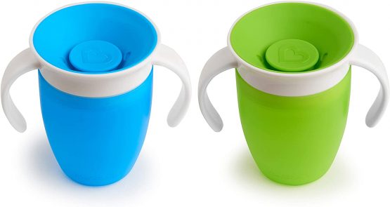 Munchkin Miracle 360 Trainer Cup, Green/Blue, 7 oz/207 ml, 2 Pack - Image 3