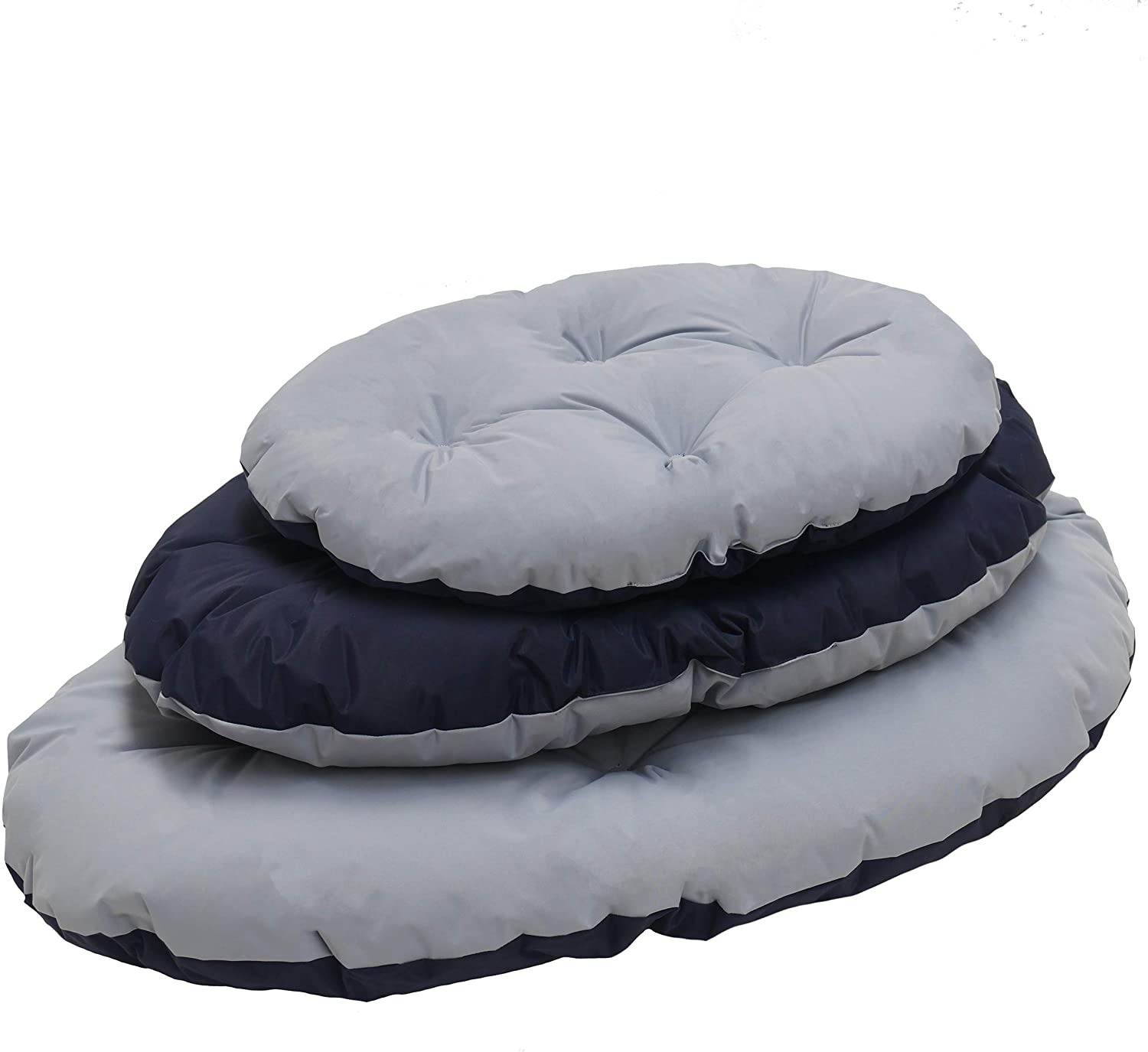 Rosewood Tough & Mucky Oval Dog Mattress, Large, 81cm, Water-Resistant Reversible Blue/Grey Pet Bed Cushion for Dogs - Image 3