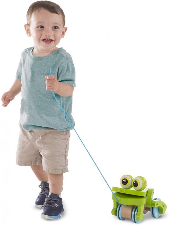 Melissa & Doug First Play Frolicking Frog Wooden Pull Toy - Image 2
