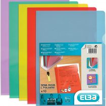 Elba M Star 100206705 Corner-Opening Pockets A4 Smooth PVC Pack of 10 Assorted Colours