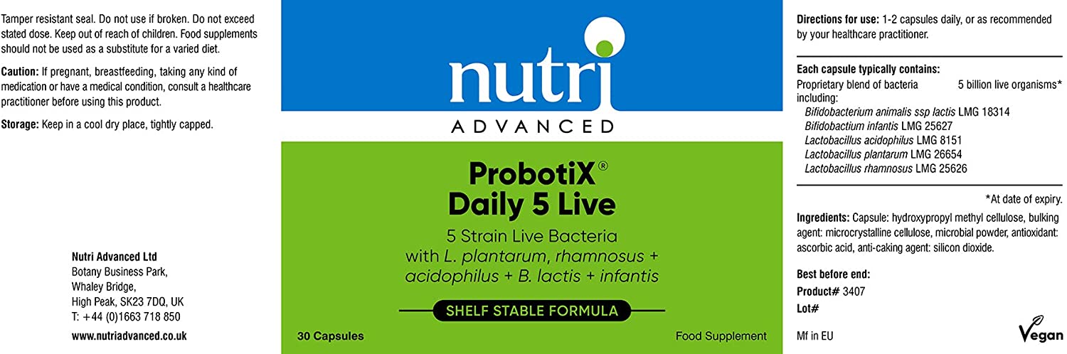 Metagenics ProbotiX Daily 5 Live Bacteria - Travel Friendly Supplement - Multi-Strain Formula - 30 Capsules - Image 2