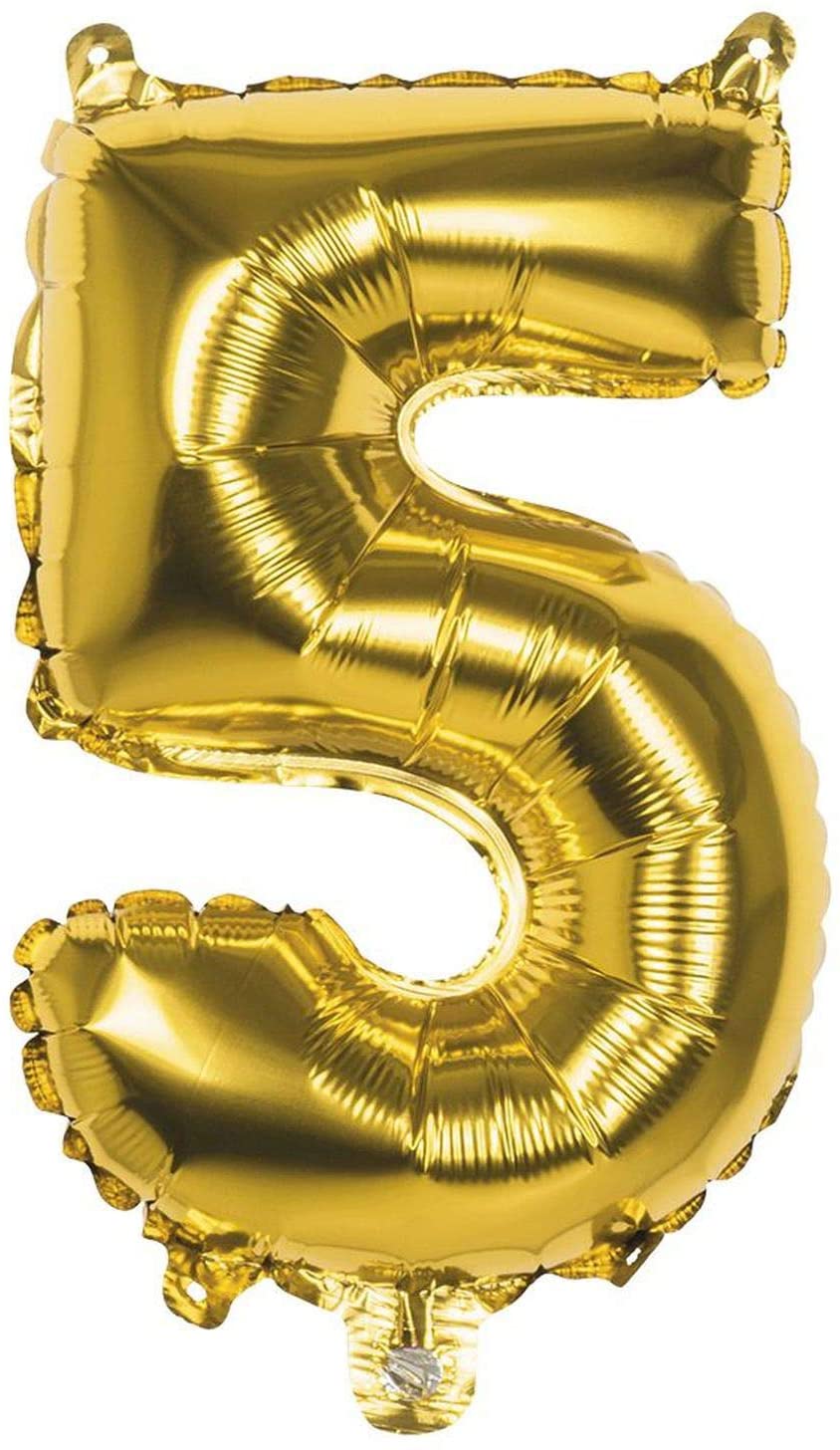 Boland Mylar balloon number '5' (36cm), gold, 23805