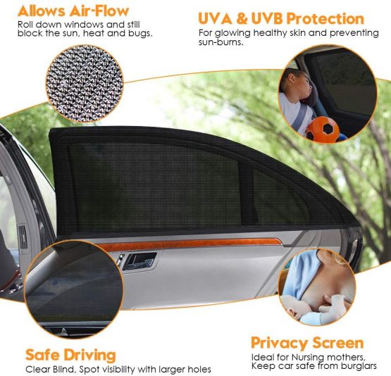 Amteker 2 Pack Car Window Shades Sun Protection for Car Portable