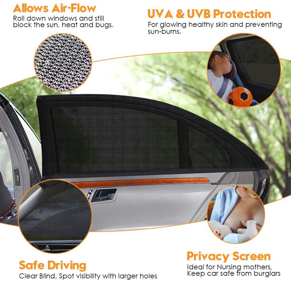 Amteker 2 Pack Car Window Shades Sun Protection for Car Portable