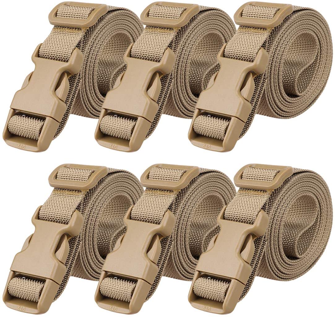 Magarrow Luggage Straps Adjustable Travel Accessories Packaging Suitcase Travel Buckle Belt Non-Slip Packing Belt (Brown- 6pcs)
