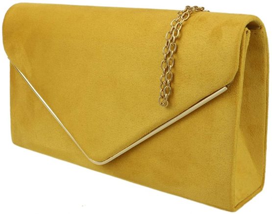 Girly Handbags Faux Suede Clutch Bag Envelope Metallic Frame Women Handbag - Image 2