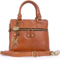 Catwalk Collection Handbags - Vintage Leather Handbag - Shoulder Bag/Cross Body Bag - Includes Shoulder Strap - Fits Kindle Fire - VICKY