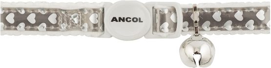 Ancol Reflective Gloss Hearts Safety Cat Collar , SILVER