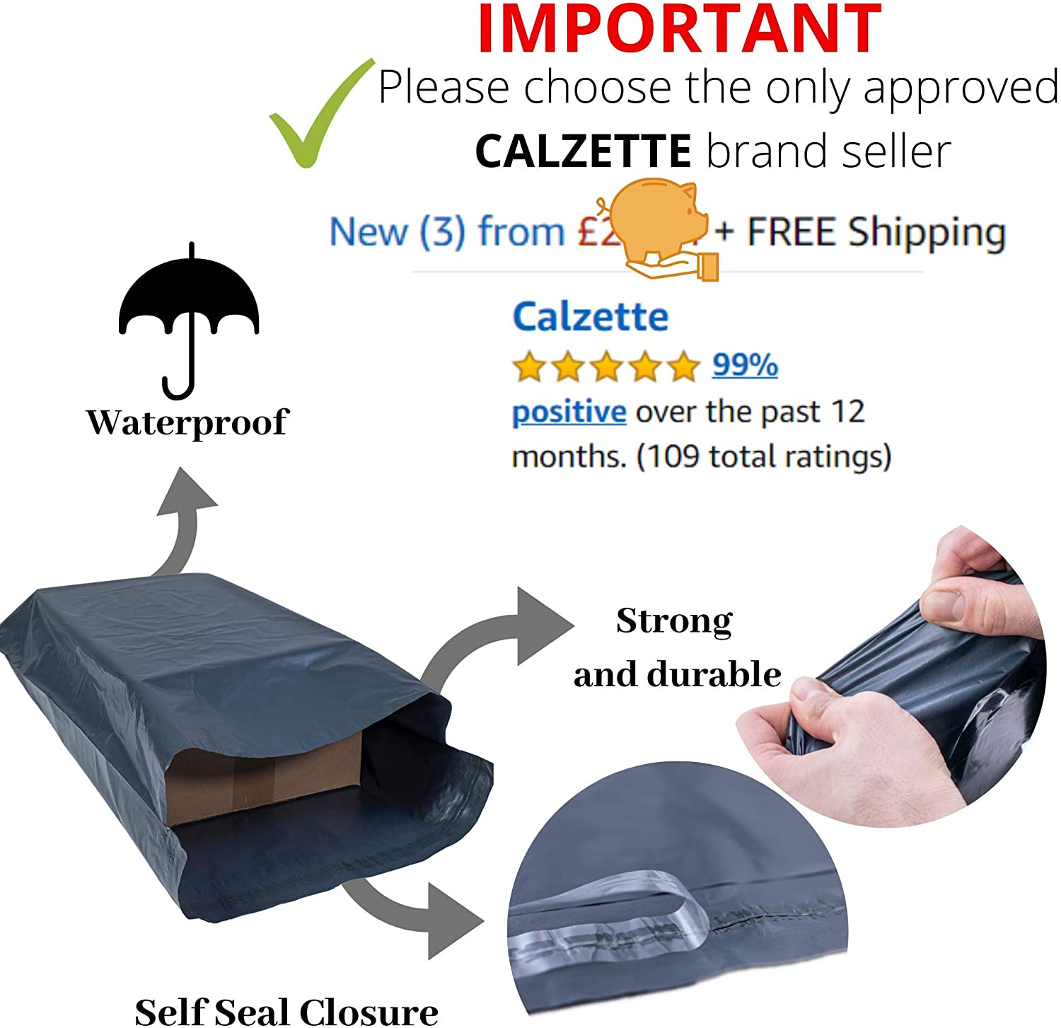 5 Large Postage Bags 24"x 36" Extra Strong Polythene Grey Mail Envelopes for Packaging Clothes Parcel Self Seal Storage Bags - Image 2