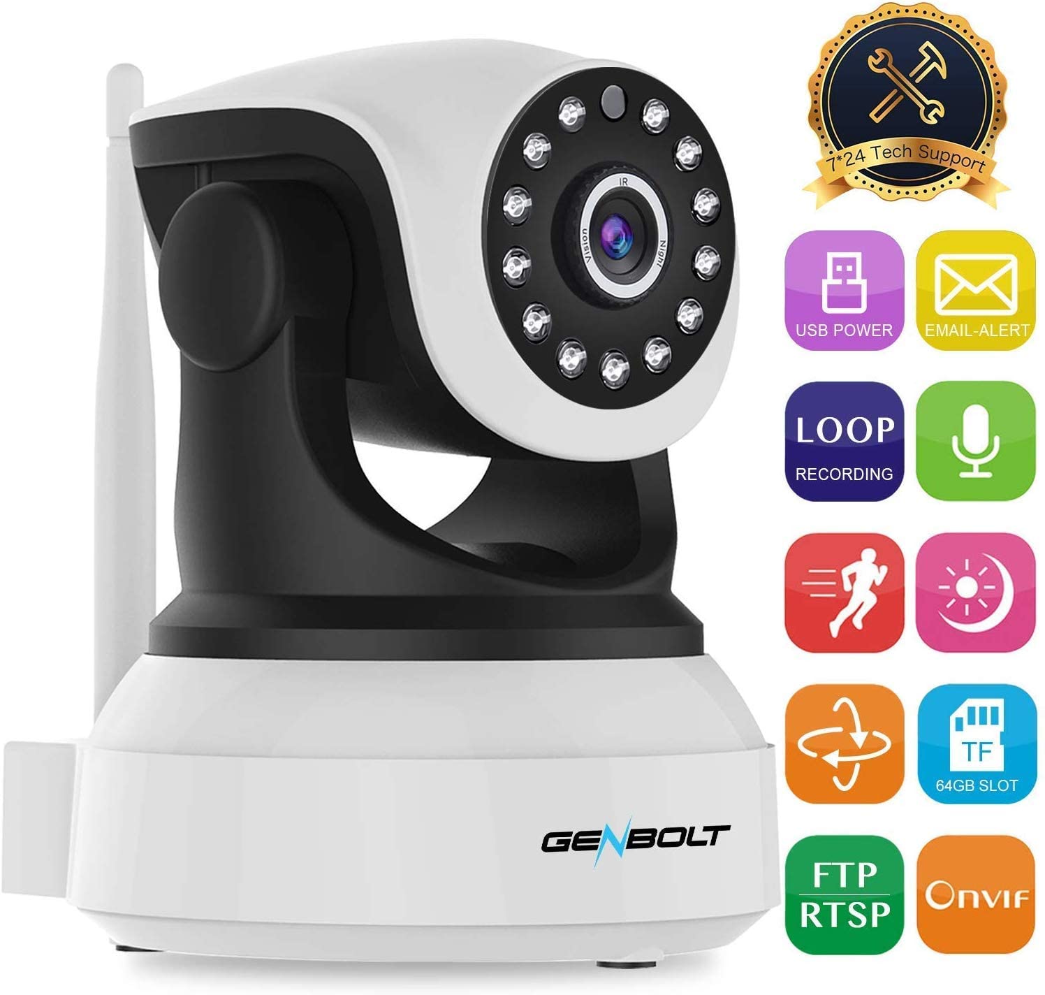 GENBOLT 2K Pet Camera, WiFi Security Camera Indoor,Home Surveillance IP Camera CCTV with Humanoid Detection