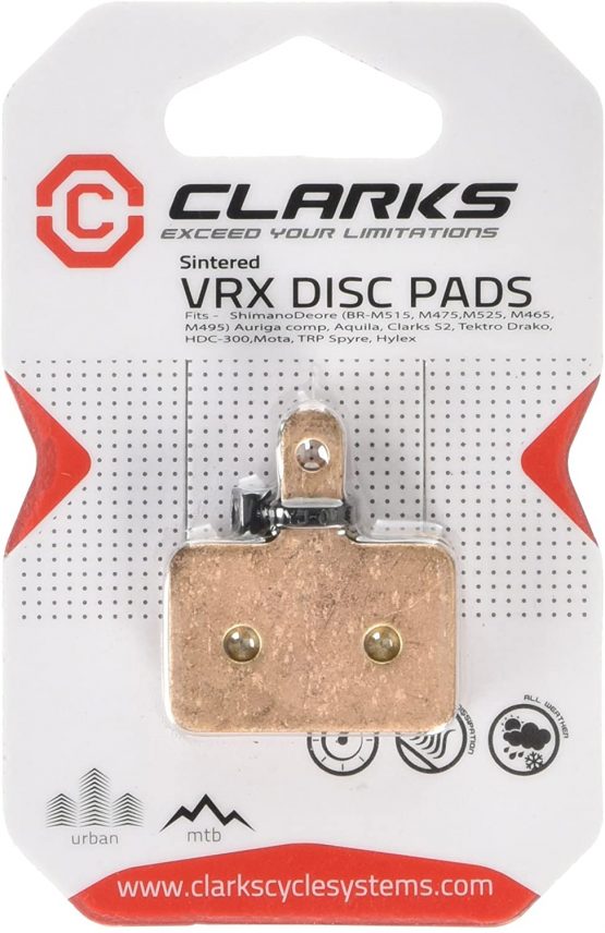 Clarks Sintered Disc Brake Pads W/ Carbon for Shimano Deore Mech Caliper BR-M515 Tektro Auriga Clarks s2,Black